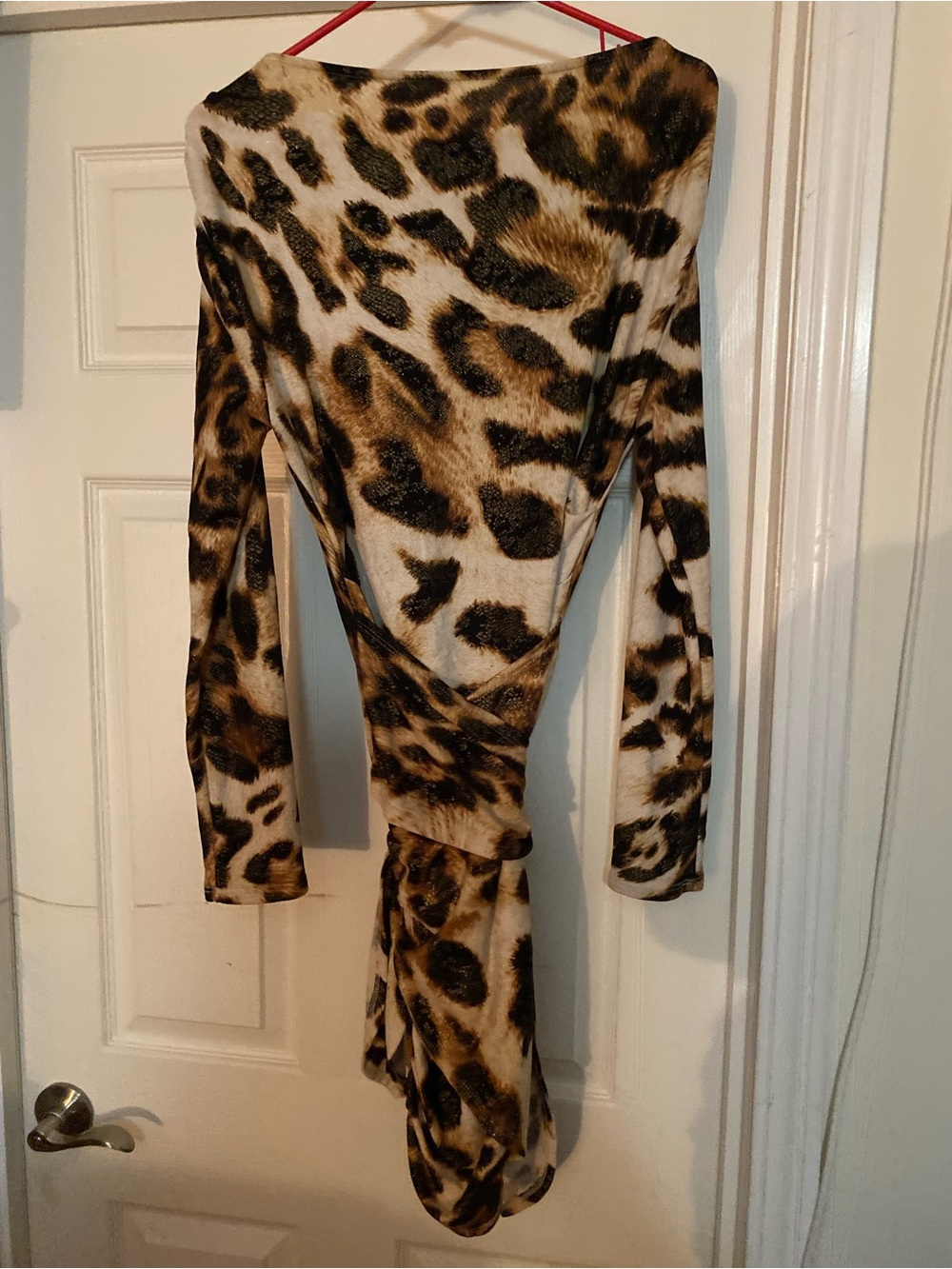 Leopard Print Long Sleeve Wrap dress - Brown & Black Animal Print